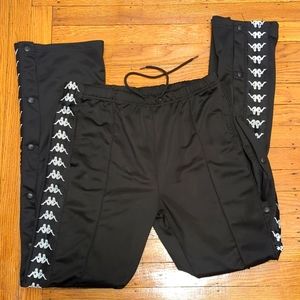 Kappa men's black snap side track pants